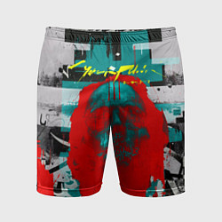 Мужские спортивные шорты Cyberpunk 2077 гранж