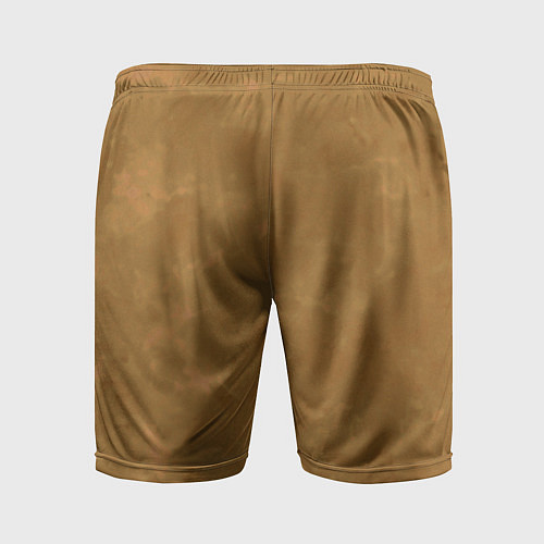 Мужские спортивные шорты Светлый оливково-коричневый однотонный текстурный / 3D-принт – фото 2