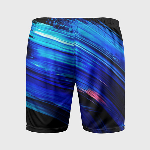 Мужские спортивные шорты Синии кисти краски на черном / 3D-принт – фото 2