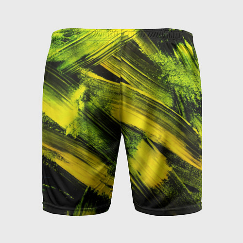 Мужские спортивные шорты Мазки краски цвета лайм / 3D-принт – фото 2