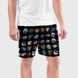 Шорты спортивные мужские Команды НХЛ на черном фоне, цвет: 3D-принт — фото 2