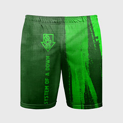 Мужские спортивные шорты System of a Down - green gradient по-вертикали
