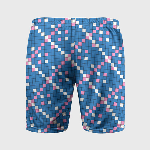 Мужские спортивные шорты Синяя розовая с белым плитка / 3D-принт – фото 2