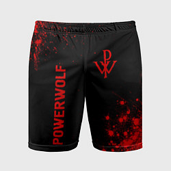 Мужские спортивные шорты Powerwolf - red gradient вертикально
