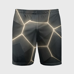 Шорты спортивные мужские Объемные серые плиты, цвет: 3D-принт