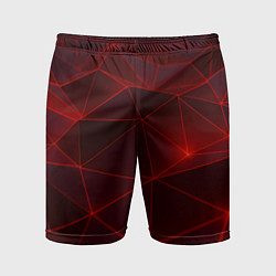 Шорты спортивные мужские Красные полигоны с неоном, цвет: 3D-принт