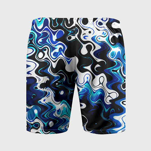 Мужские спортивные шорты Абстракция разлитые краски чёрно-сине-белый / 3D-принт – фото 2