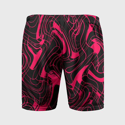 Мужские спортивные шорты Чёрно-розовый абстрактные линии / 3D-принт – фото 2