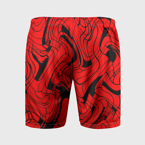 Мужские спортивные шорты Чёрно-красный абстрактный линии / 3D-принт – фото 2