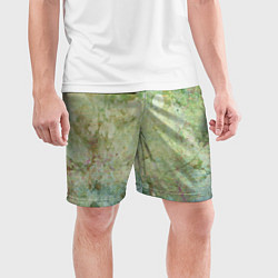 Шорты спортивные мужские Абстракция - faded spots on a green background, цвет: 3D-принт — фото 2
