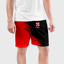 Шорты спортивные мужские Umbrella Corp - red and black, цвет: 3D-принт — фото 2