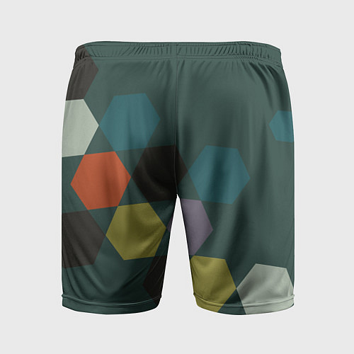 Мужские спортивные шорты Кластер зеленая ночь / 3D-принт – фото 2