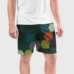 Шорты спортивные мужские Кластер зеленая ночь, цвет: 3D-принт — фото 2