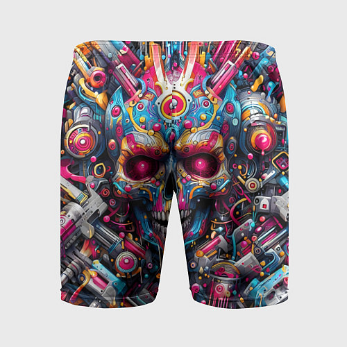 Мужские спортивные шорты Art cyber skull - ai art fantasy / 3D-принт – фото 2