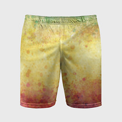 Мужские спортивные шорты Абстракция - layers of green, yellow and red