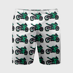 Шорты спортивные мужские Motorcycle turquoise, цвет: 3D-принт