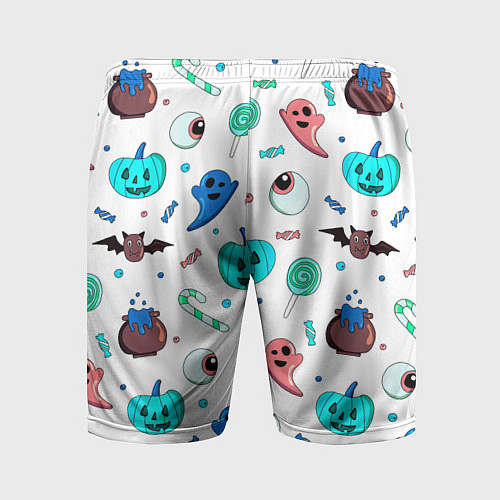 Мужские спортивные шорты Halloween light blue pumpkin / 3D-принт – фото 2