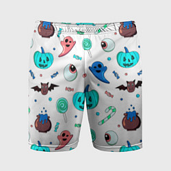 Шорты спортивные мужские Halloween light blue pumpkin, цвет: 3D-принт