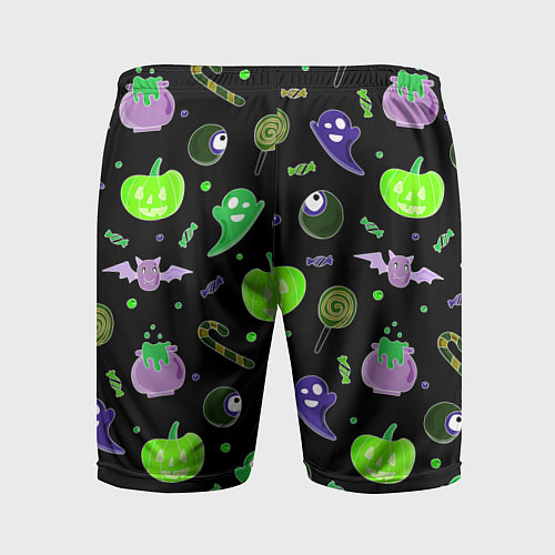 Мужские спортивные шорты Halloween black pumpkin pattern / 3D-принт – фото 2