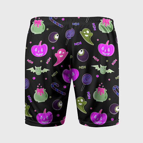 Мужские спортивные шорты Halloween pink black pumpkin / 3D-принт – фото 2
