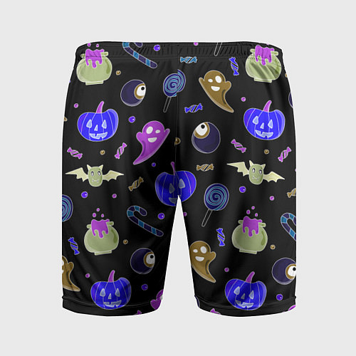 Мужские спортивные шорты Halloween blue black pumpkin / 3D-принт – фото 2