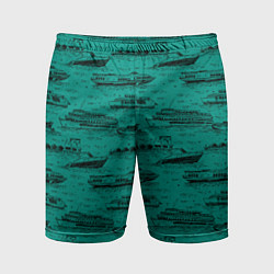 Шорты спортивные мужские Корабли плывут по Неве, цвет: 3D-принт