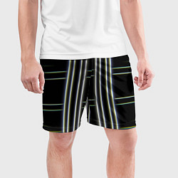 Шорты спортивные мужские Neon yellow blue white, цвет: 3D-принт — фото 2