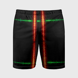 Шорты спортивные мужские Color black green red lines, цвет: 3D-принт