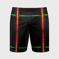 Шорты спортивные мужские Color green orange lines, цвет: 3D-принт