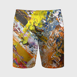 Мужские спортивные шорты Живая Абстракция: Поток Цветов и Форм в Постоянном
