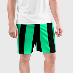 Шорты спортивные мужские Color turquoise black line, цвет: 3D-принт — фото 2