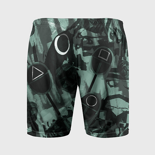 Мужские спортивные шорты Номер 456 на фоне масок игры в кальмара / 3D-принт – фото 2