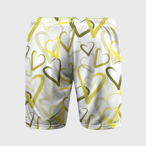 Мужские спортивные шорты Зеленые сердца / 3D-принт – фото 2