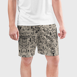 Шорты спортивные мужские Иероглифы маори, цвет: 3D-принт — фото 2