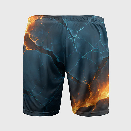 Мужские спортивные шорты Разлом плит с огнем / 3D-принт – фото 2