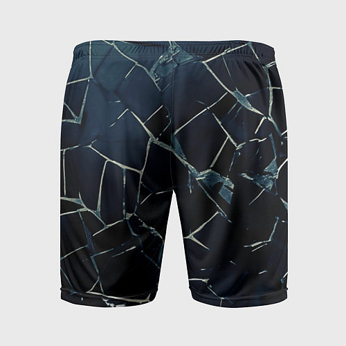 Мужские спортивные шорты Тёмный чёрно-синий битые плиты / 3D-принт – фото 2