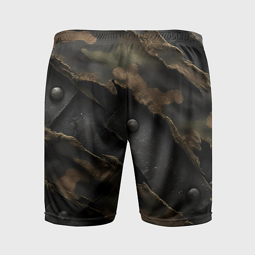 Мужские спортивные шорты Камуфляжная ткань на металле / 3D-принт – фото 2