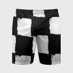 Шорты спортивные мужские Черные квадраты в виде шахматной доски, цвет: 3D-принт