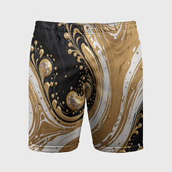 Шорты спортивные мужские Черный агат и жидкое золото, цвет: 3D-принт