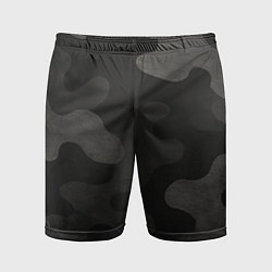 Шорты спортивные мужские Черно-серый камуфляж, цвет: 3D-принт