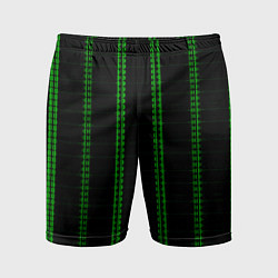 Шорты спортивные мужские Color black cage green stripes, цвет: 3D-принт