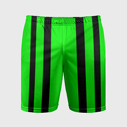 Шорты спортивные мужские Color black and green stripes, цвет: 3D-принт