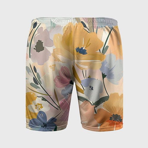 Мужские спортивные шорты Цветы акварель / 3D-принт – фото 2