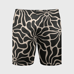 Мужские спортивные шорты Цветы black pattern
