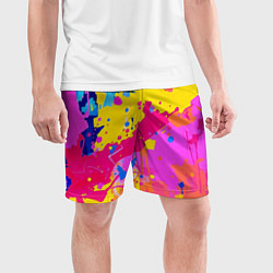 Шорты спортивные мужские Яркие пятна акриловой краски на стене, цвет: 3D-принт — фото 2