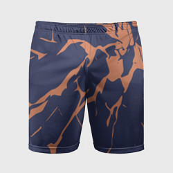 Шорты спортивные мужские Разломы на синем, цвет: 3D-принт