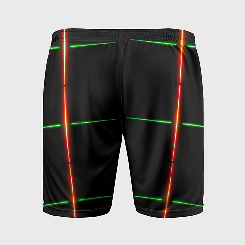 Мужские спортивные шорты Color black green orange stripes / 3D-принт – фото 2
