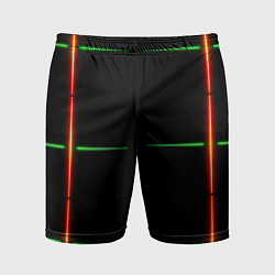 Шорты спортивные мужские Color black green orange stripes, цвет: 3D-принт