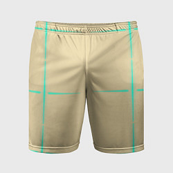 Шорты спортивные мужские Color beige green stripes, цвет: 3D-принт