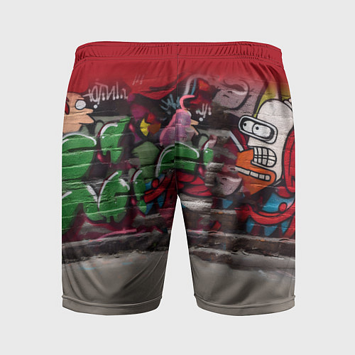 Мужские спортивные шорты Bender bending robot and Fry - ai art graffiti / 3D-принт – фото 2